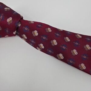 Robert Talbott Best of Class Necktie Mens 4 Inch Burgundy Floral Medallion Silk